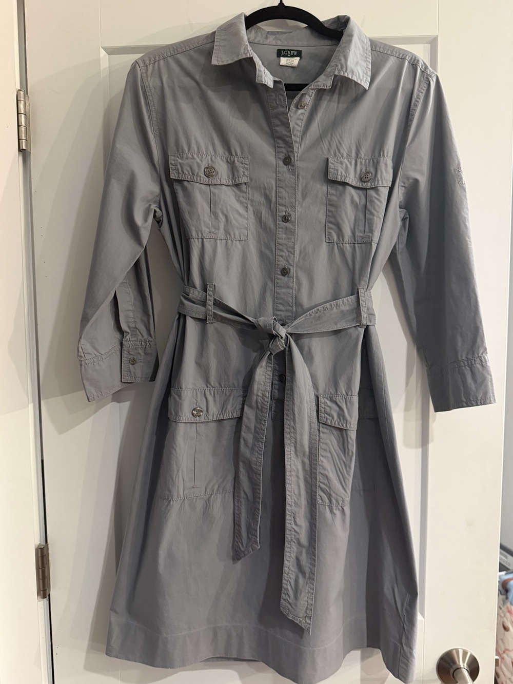 J. Crew Gray Belted Shirt Dress in gray